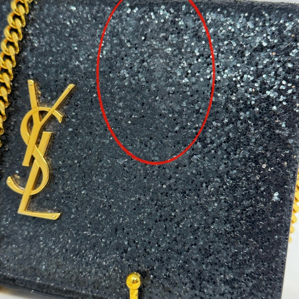 💯 Authentic YVES SAINT LAURENT Kate Monogramme Glitter Crossbody - Picture 5 of 12